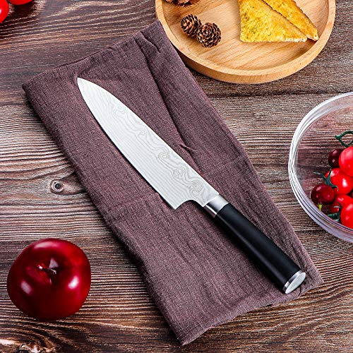 Damascus laser pattern kitchen knife set include carving knife, chefs