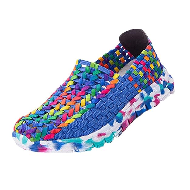 ?? Bunt Band Weben Gemütlich Sandalen, Amlaiworld Damen Sommer Strand Rutschfeste Schuhe Retro Flach Freizeit Sandalen elegan
