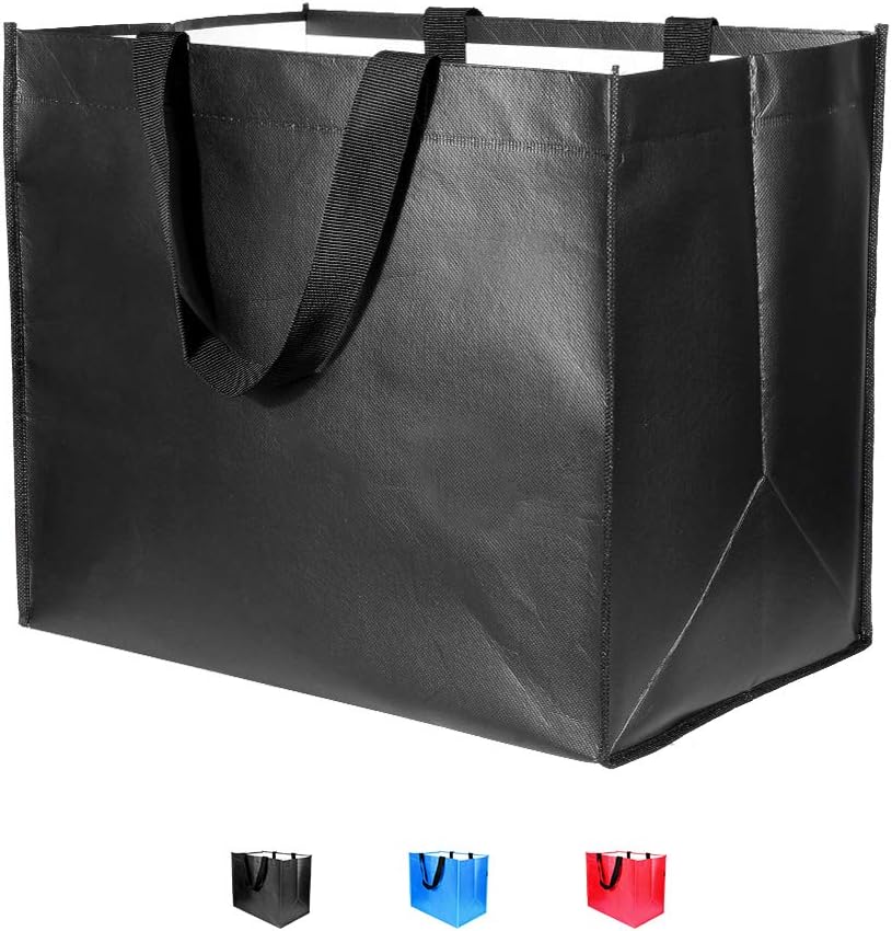 Large Foldable Reusable Grocery Bags 3 Pack Heavy Duty, Hold 50 lbs, Durable Shopping Tote Bags Foldable, Washable&Eco-Friendly, 3 Colors