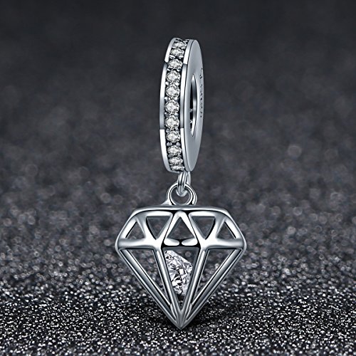 BAMOER Charm Sterling Silver Diamond Love Charms Pendant for Charms Bracelet