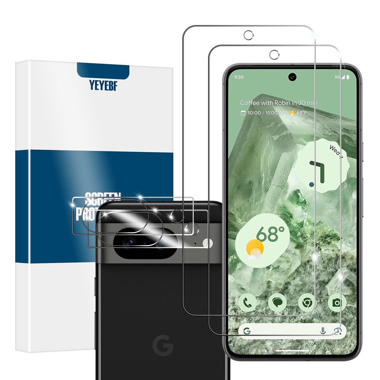 Photo 1 of YEYEBF Pixel 8 HD Clear Tempered Glass Screen Protector + Camera Lens Protectors, [2+2 Pack] [3D Glass] [Anti-Glare] [Bubble-Free] Screen Protector Glass For Google Pixel 8
