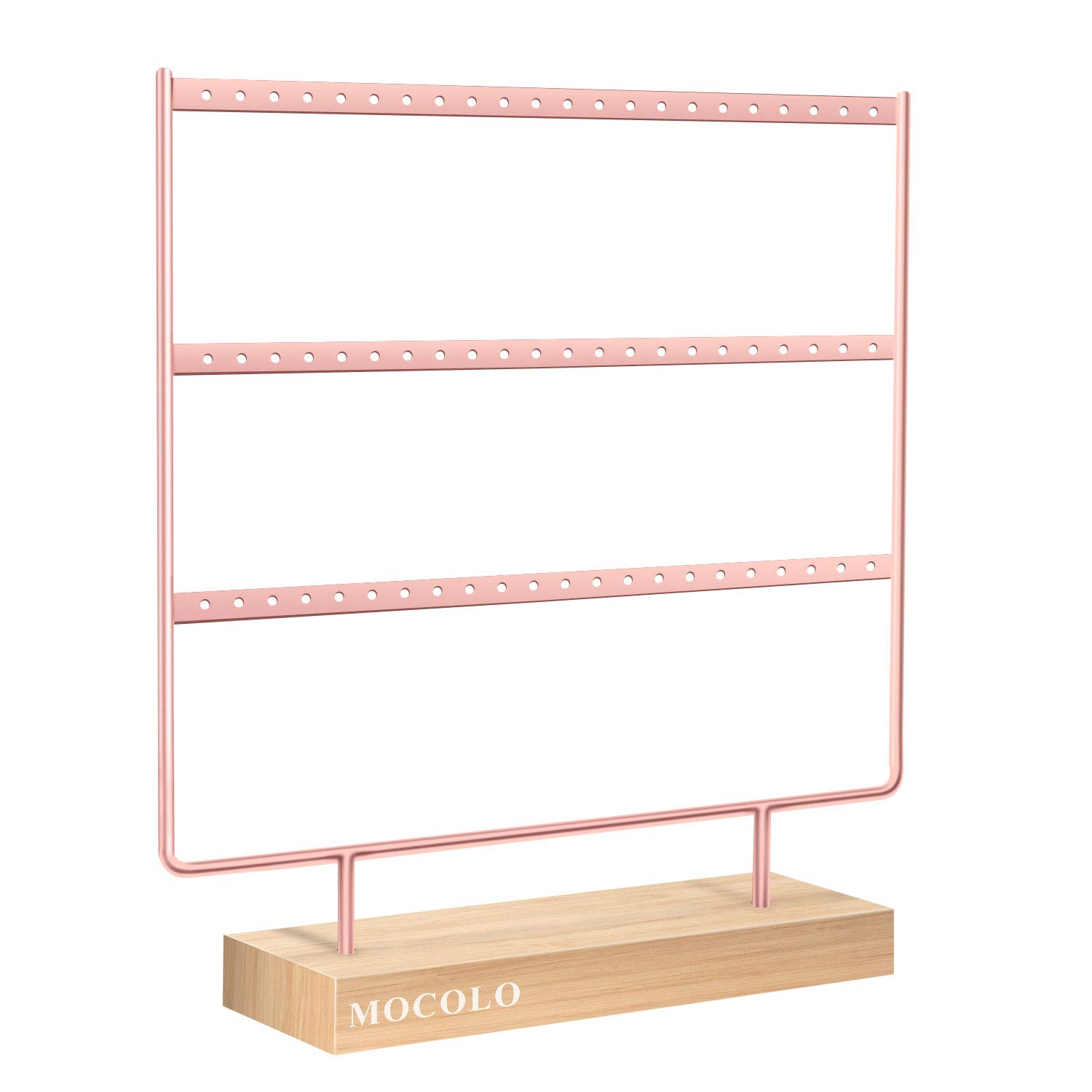 Mocolo Earring Organiser, Earring Display Stand, Earring Holder for Hanging Earrings (66 Holes & 3 Layers)