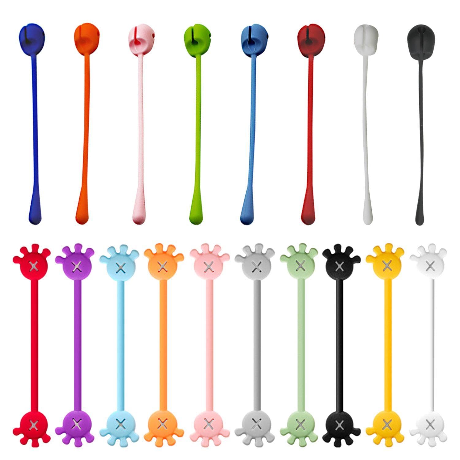 10 Pieces of Magnetic Cable Organizers, 8 Pieces of Cable Organizers, Palm-Shaped Cable Organizers, Cable Fixing Ties, Suitable for Organizing Headphones, Data Cables, and Wires