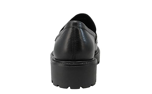 Vagabond Womens Kenova Smooth Black Leather Chunky Sole Loafers