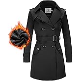 FARVALUE Women's Double Breasted Trench Coat Water Resistant Windbreaker Classic Belted Lapel Overcoat
