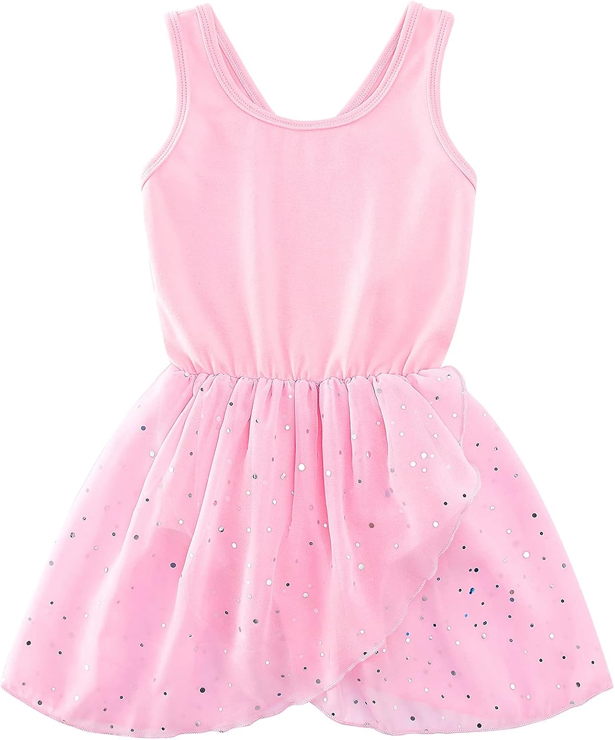 Move Dance Girls Ballet Dance Dress with Hollow Back Sparkle Tutu Skirted Leotard for 3-9 Years: Clothing