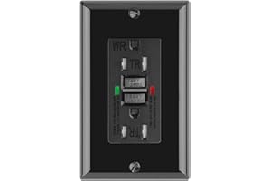 POWAWINI GFCI Outlet 15 Amp, UL Listed, Self-Test GFI Receptacles, TamperResistant, Weather Resistant, LED Indicator, with Decor Wall Plates and Screws, Indoor or Outdoor Use, Black