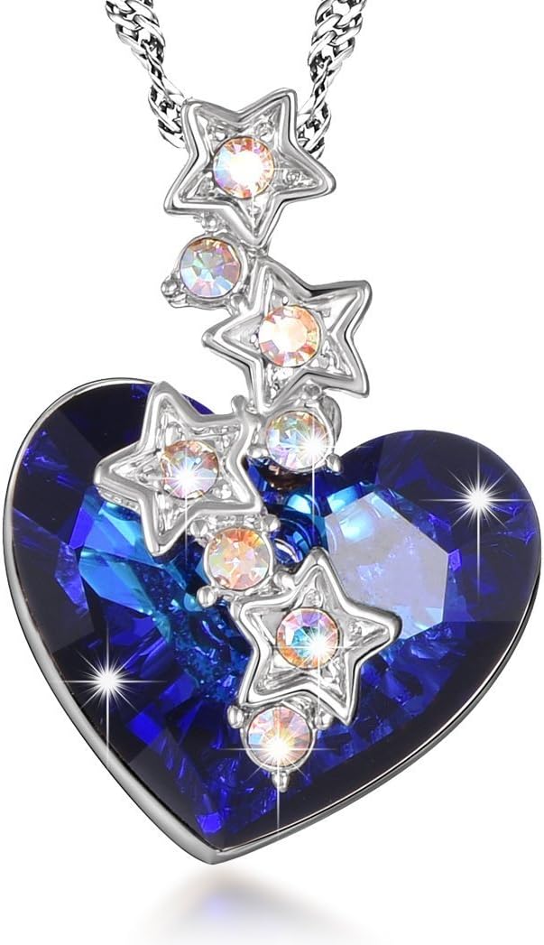 Milin Naco Heart of The Ocean Blue Crystal Jewelry Jewelry Star Pendant Necklace for Women and Girl Gift