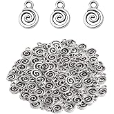 Opexicos 120Pcs Antique Silver Swirl for DIY Jewelry Making Handmade Craft Bracelet Necklace Pendant 11 x 8 mm