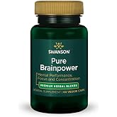 Swanson Pure Brainpower Brain Health Supplement, 60 Veg Caps | With Ginkgo Biloba and Bacopa Monnieri for Cognitive, Memory and Focus Support and Brain-Derived Neurotrophic Factor