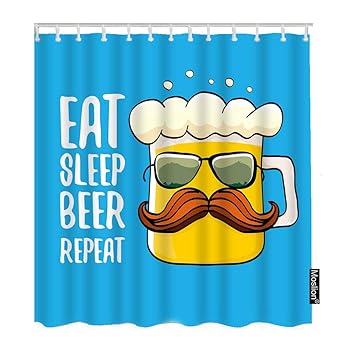 Amazon Com Moslion Beer Shower Curtains Funny Mug With Bubble