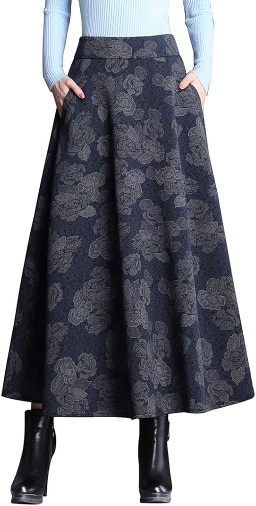 Moviendress Femme Ecossaise Plissee Jupe Longue Hiver Laine Elasticite Taille Haute Jupe Treillis Chaud A Line Flare Jupes Amazon Fr Vetements Et Accessoires