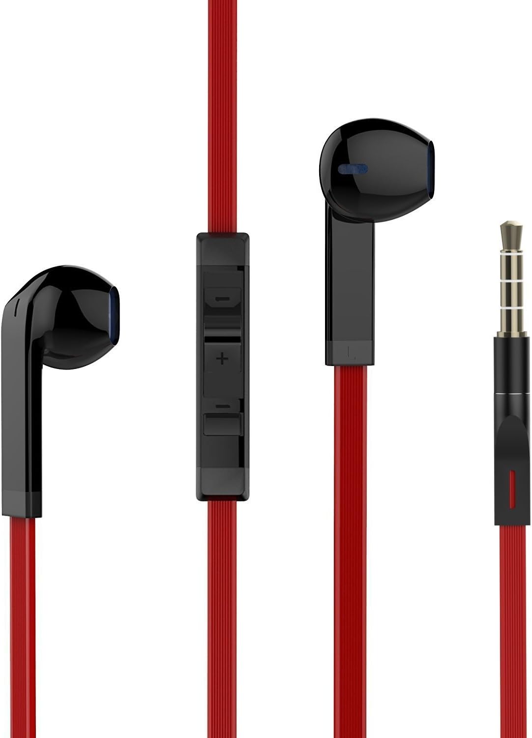 VMTOP Earphonesred Earphones, Stereo Headphones with Microphone 3.5mm Earbuds for iPhone/iPod/iPad/Samsung Galaxy and Android Compatible, Black/Red