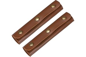 TIXIPEM Leather Handle Wrap [2PCS] - Handbag Handle Wrap Cover with 3 Metal Clasps Use for Suitcases & Bags & Shopping Totes & Wallets - [Dark Brown-5IN/13CM] Soft Purse Strap Pad