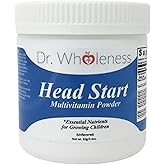 Dr. Wholeness Head Start Multivitamin Powder | Essential Nutrients for Growing Children, Methylated B-Vitamins, Easy to Mix, No Flavors, Sweeteners, or Preservatives | 60 Servings - 2.4 oz