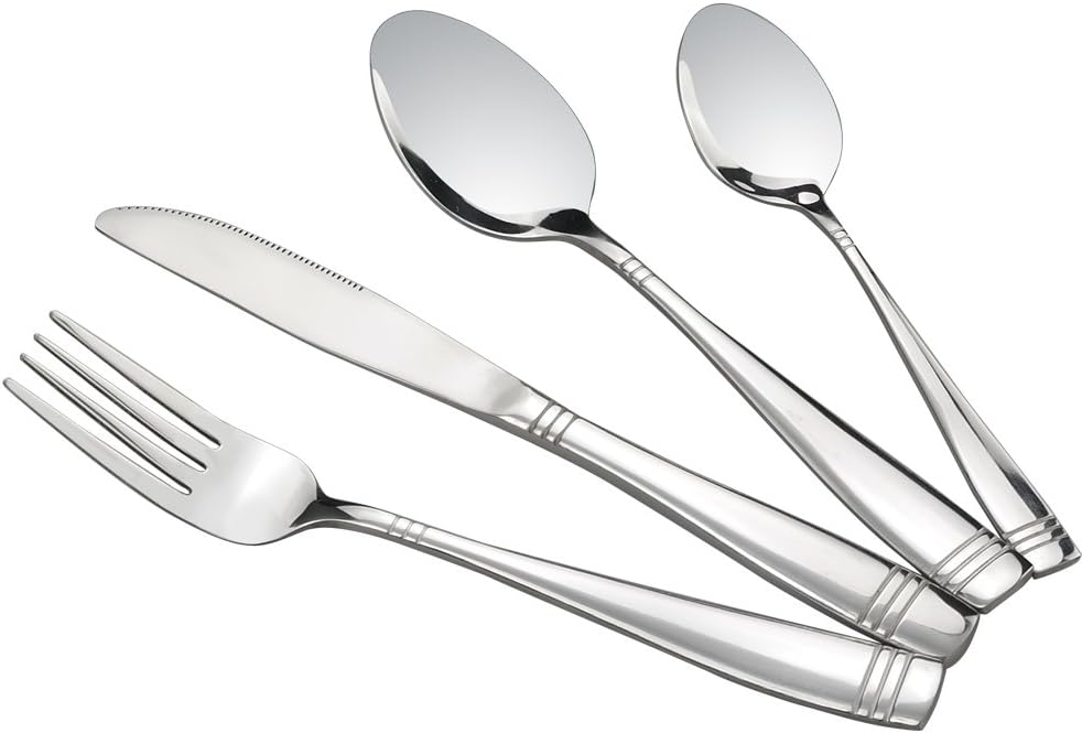 Dynko 40 Pieces Stainless Steel Cutlery Set, Service for 10 Persons, Silver