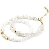 2Pcs Crystal Bracelet for Women Handmade Adjustable Beaded Bracelet Natural Gemstone Healing Crystals Bracelet Set Jewelry Gift