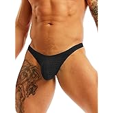 MIZOK Men's Sexy See Through Mesh G-String Underpants Bulge Pouch T-Back Thong Underwear
