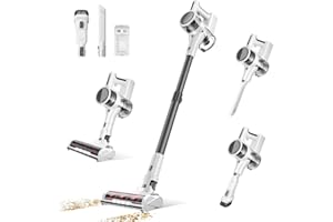 COMVTU Cordless Vacuum Cleaner, 80,000 RPM Motor and Power Filtration, Stick Vacuum with 2200 mAh Battery, 35 Mins Worktime, 2 Modes, Rotated Multi-Heads, Height-Adjustable Vacuum for Home (Harbor White)