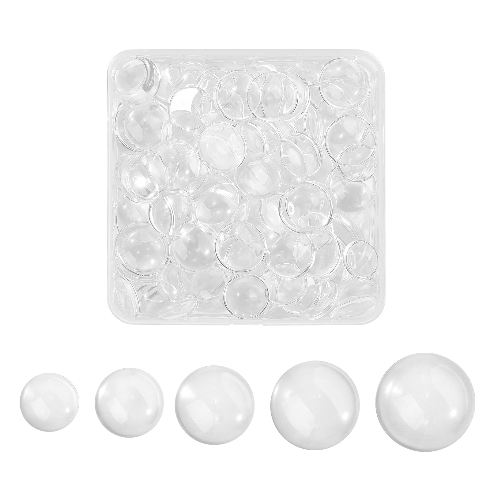 BEEFLYING 150 Pcs Glass Cabochons Transparent Dome Clear Flatback for Cameo Photo Pendant Jewelry Making