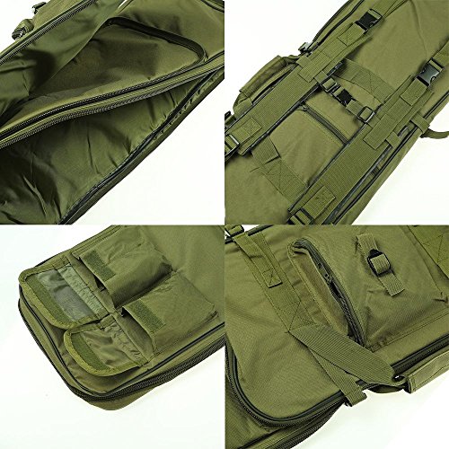 Luvodi Tactical Rifle Soft Case Padded with Backpack Straps 3 Pouch, 2 Zipper Pocket, 1 Short Gun Pistol Storage Holder 48 inch Military Survival Trekking Hiking Fishing Rod Bag - Thumbnail 5
