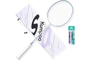 KUMPOO Badminton Racket 4U Carbon Fiber Racquet Set with Replacement Grip Tapes and Cover, Professional Badminton Racket Lightweight for Women, Man Outdoor Games and Exercise, DS201