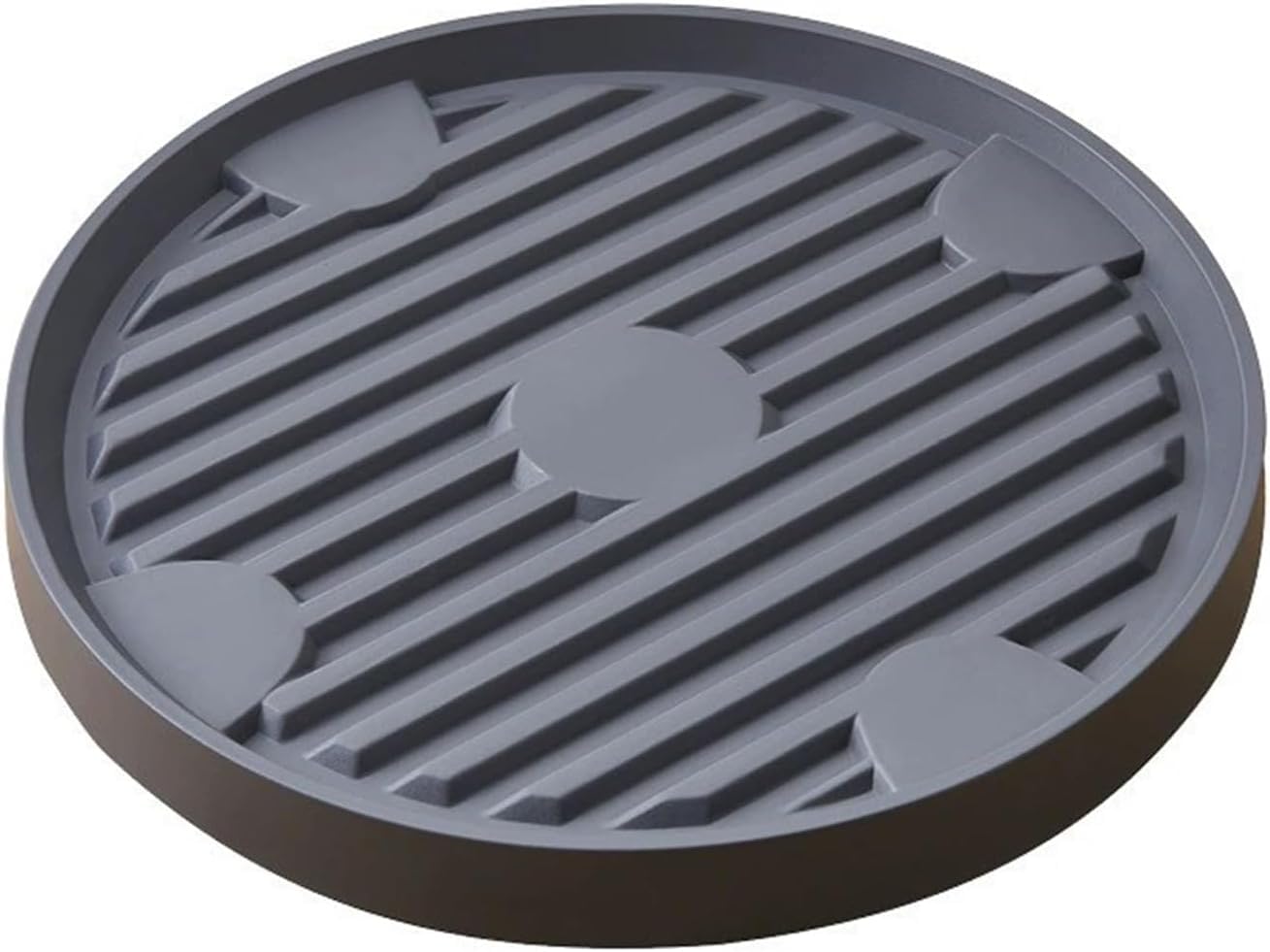 ETRAVEL Plant Caddy with Wheels Heavy Duty, 22CM Round Plant Pot Trolley with Brake Wheels Movable Plant Pot Stand with Lockable Caster (Outer D:22CM, Grey)