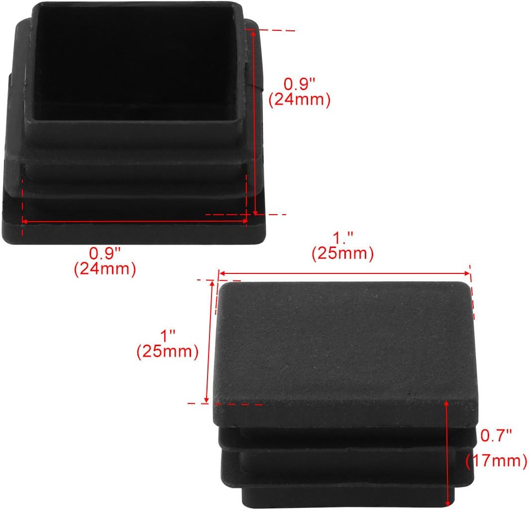 sourcing map Home Office Plastic Square Tube Inserts End Blanking Black 25mm x 25mm 10 Pcs - Image 3