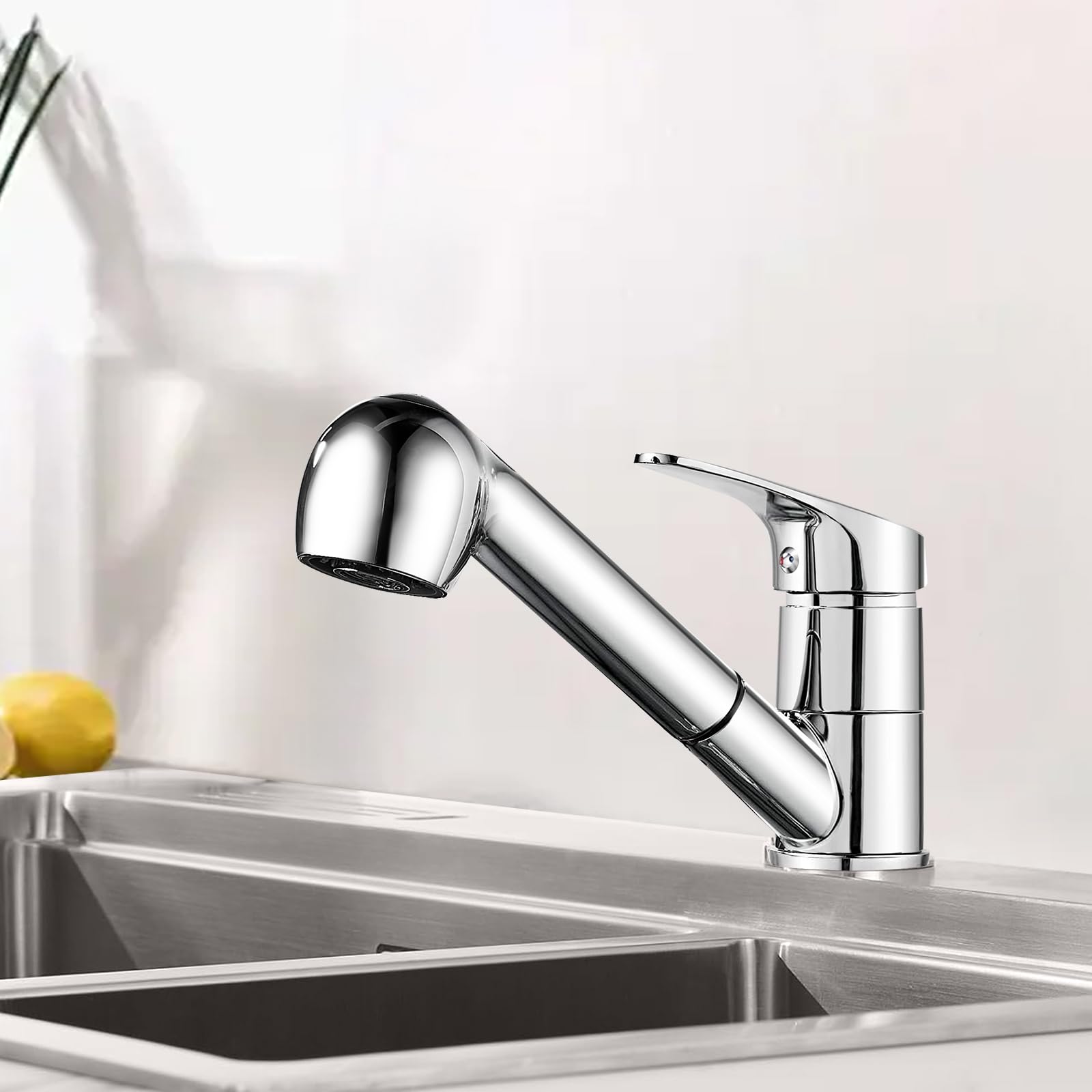Namuoto Pull Out Kitchen Tap 360° Swivel Spout, Kitchen Sink Tap with Pull Out Spray Head, 2 Water Outlet Modes, Chrome