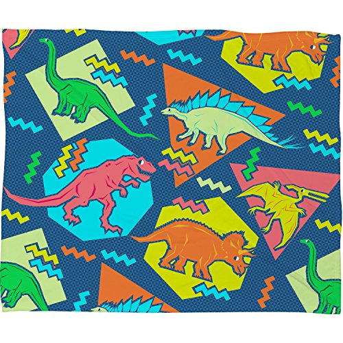 Deny Designs Chobopop, Nineties Dinosaur Pattern, Fleece Throw Blanket, Small, 40" x 30"