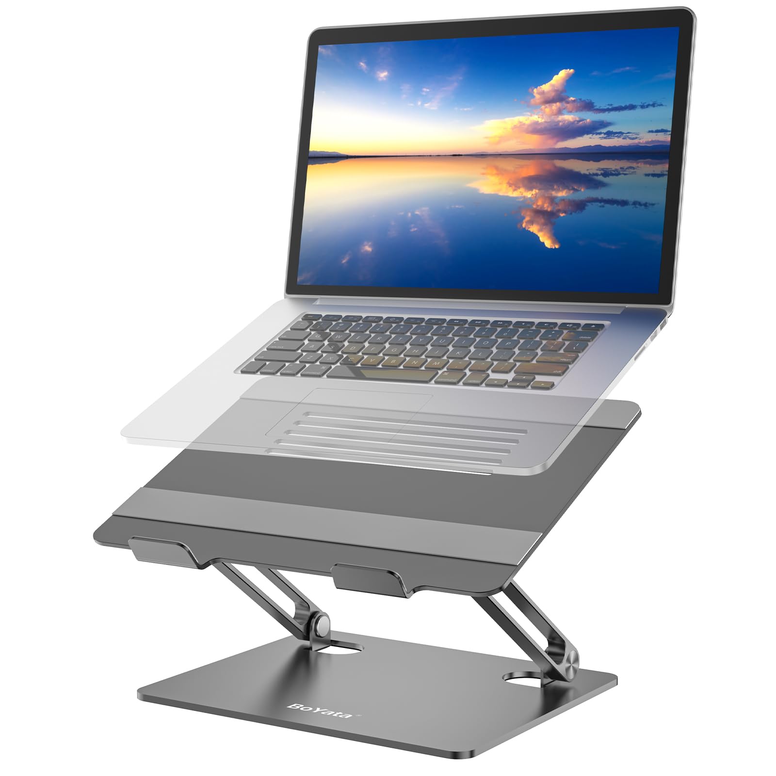 BoYata Laptop Stand, Stand for MacBook: Multi-Angle Sand Cooling Stand, Compatible with Laptops (10-15 Inches), Including MacBook Pro/Air (Grey)