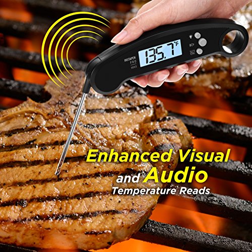 Digital Meat Thermometer- Top Waterproof Instant Read Thermometer with Talking Function, Backlight, Calibration, and Magnet. Super Fast Food Thermometer for Kitchen, Cooking BBQ, Grill! - Thumbnail 3