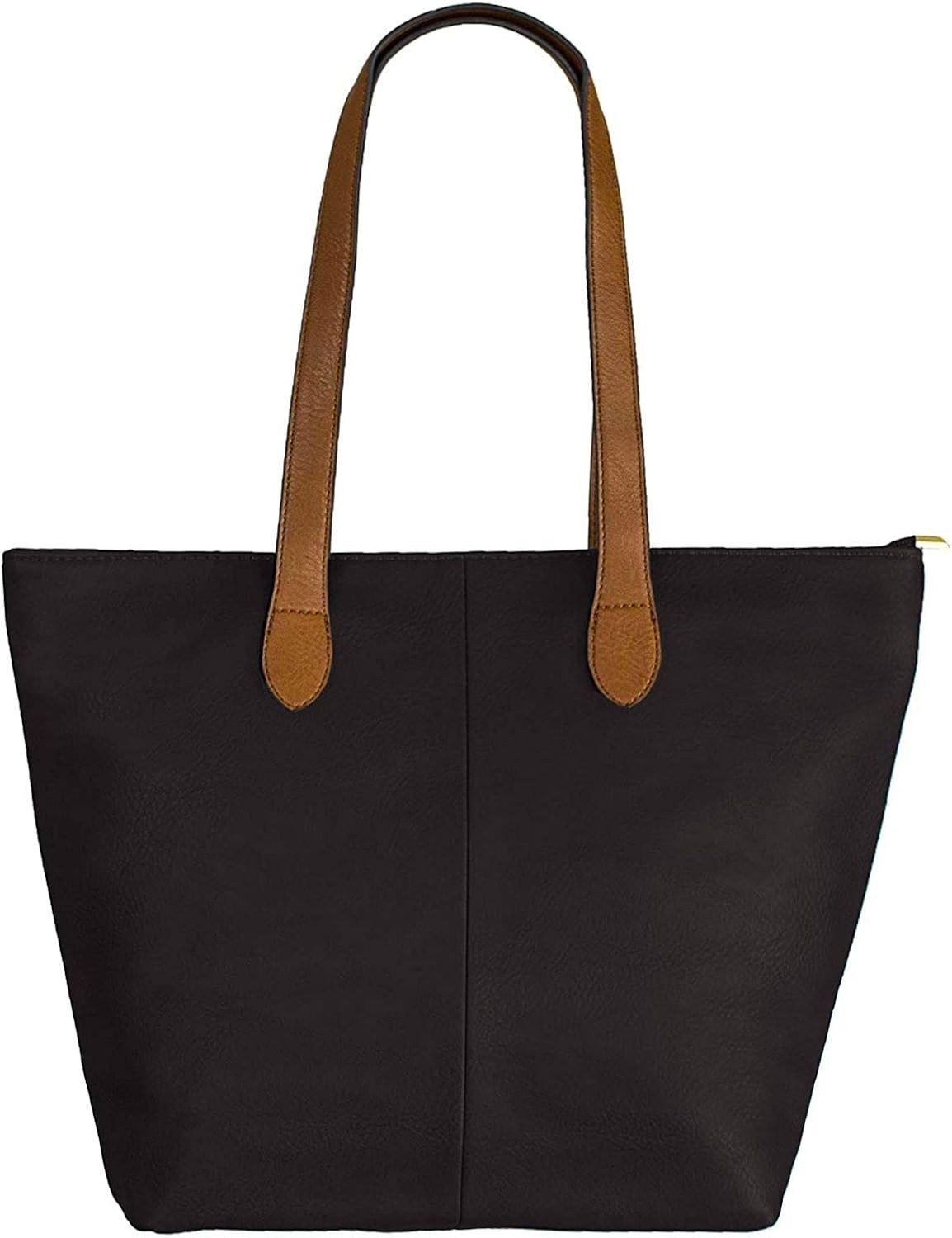 She & Bags Women Vegan Leather Classic Design Roomy Shopper Tote Handbag Ideal For Work Travel School (Black)