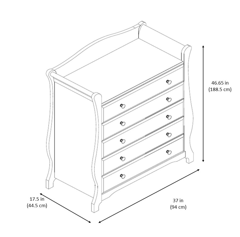 Storkcraft Avalon 5 Drawer Universal Dresser | Ideal for Nursery, Toddlers and Kids rooms | White : Baby