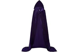 Aricy Unisex Hooded Cape Long Velvet Cloak with Hood Halloween Christmas Cosplay Costumes 43-71inches
