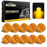 Partsam 10Pcs 2 inch Amber 9 LED Marker Light