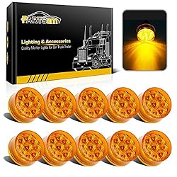 Partsam 10Pcs 2 inch Amber 9 LED Marker Light
