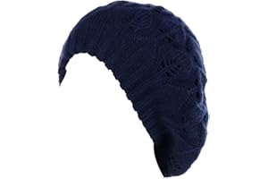 BE YOUR OWN STYLE BYOS Women Mid-Weight Slouchy Leafy Cutout Crochet Soft Knit French Beret Hat