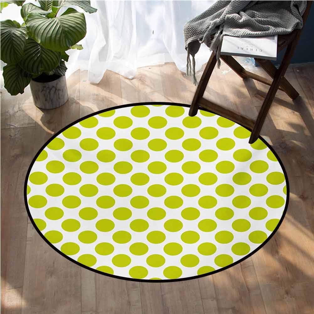 Lime Green Personalized Floor mats Nostalgic Polka Dots Style Large Circles Girlish Vintage