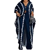LROSEY Spring African 2 Piece Outfits Caftans for Women Floral V Neck Long Cardigan Cover Up Wide Leg Pants Sets Plus Size