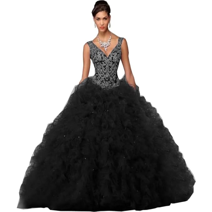 Chady Double V Neck Ruffles Wedding Dresses Ball Gowns 2018