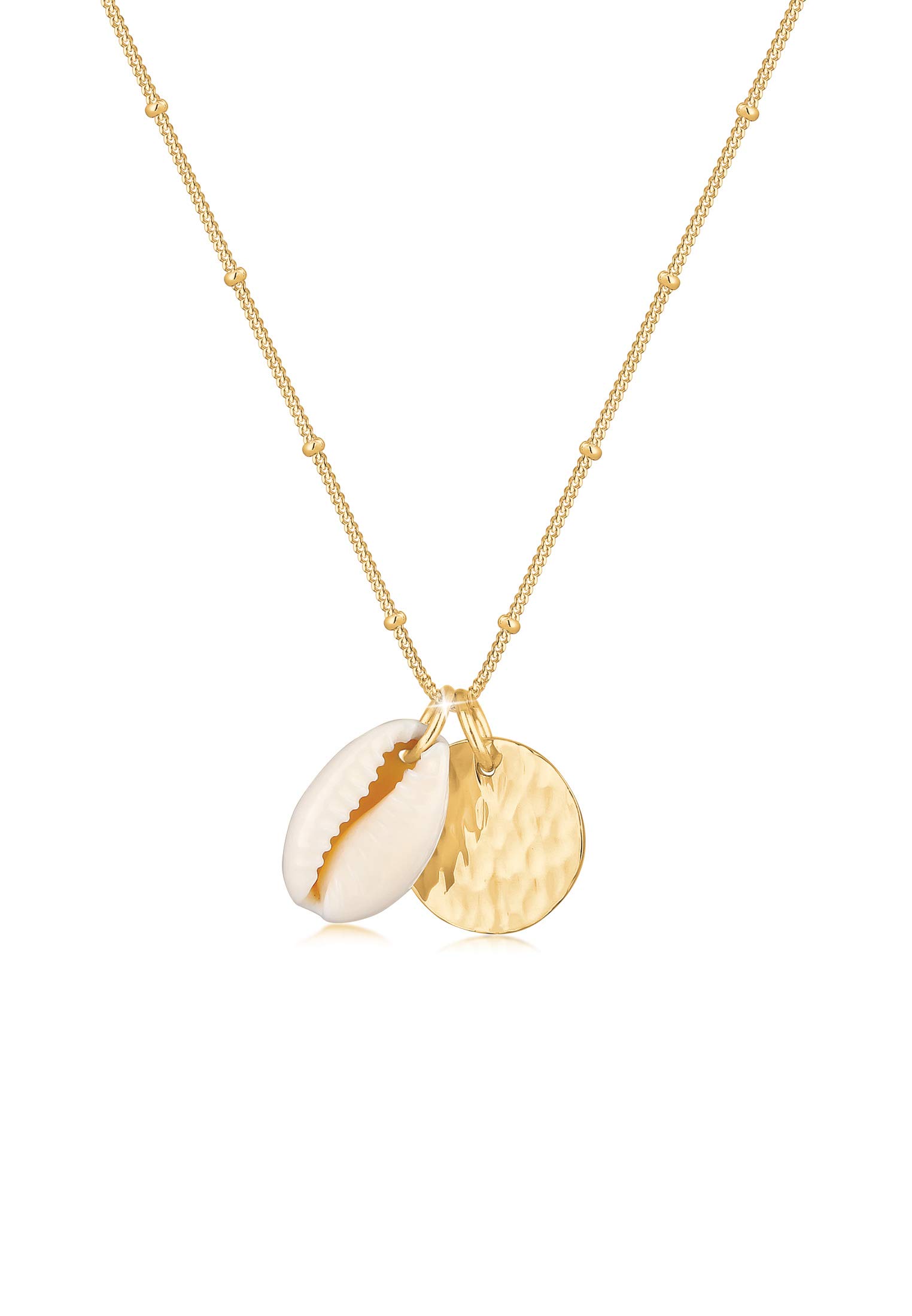 Elli Women's Necklace with Ball Platelets Kauri Shell Pendant Trend in 925 Sterling Silver, 600, Shell, None