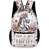 Horse School Backpack for Kids Girls Boys, 16 Inch Cute Horses Themed Bookbag, Personality School Backpack for Students Children, Lightweight, Large Capacity
