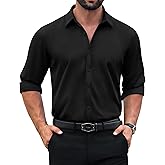 VOZZBY Men's Dress Shirts Long Sleeve Casual Button Down Shirt Stretch Formal Business Shirt