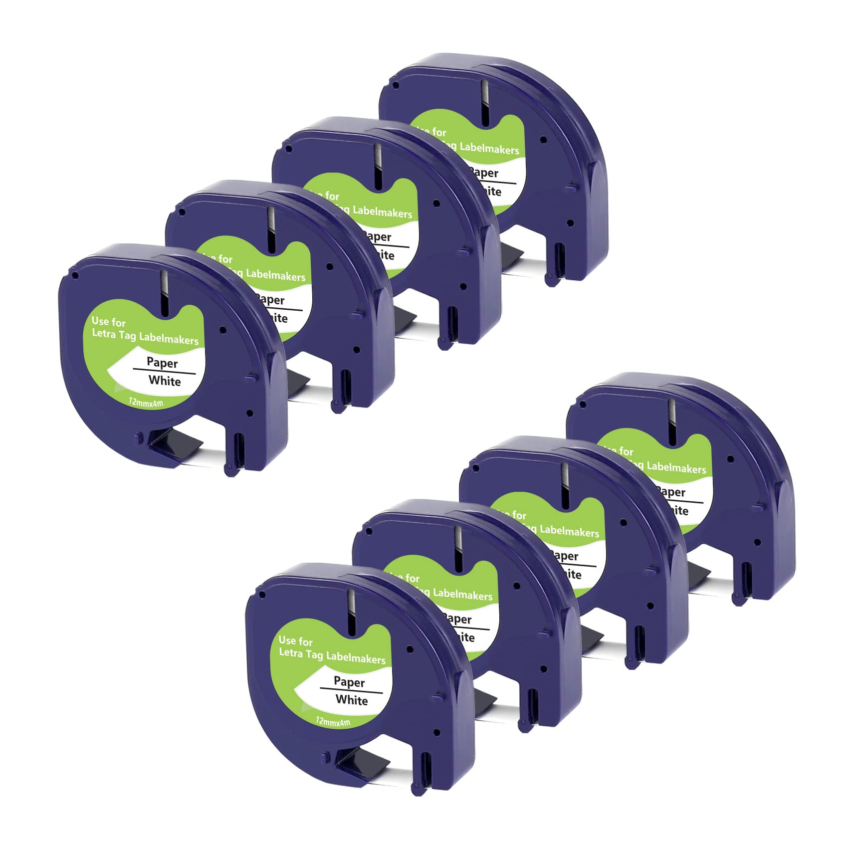 UNOKA A91220 Paper Label Tape Compaitble with Dynamo Letratag White Paper Refills 91200 91330 S0721510, 12mmx4m Black on White for Dymo LT-100H 200B XR LT-100T XM 2000 — image 1