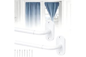 OICIPT 2 Pack French Door Curtain Rods, Screw-Mounted Sash Rods Adjustable 18–32 Inch, 1/2" Diameter Wrap Around Cafe Curtain