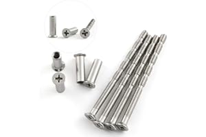 PZRT 4 Set Door Handle Hardware Lever Handle Screws Connecting Bolts & Sleeves Phillips Drive Flat Countersunk Head Fixing Cutting Slot Articulated Screw M4x60mm