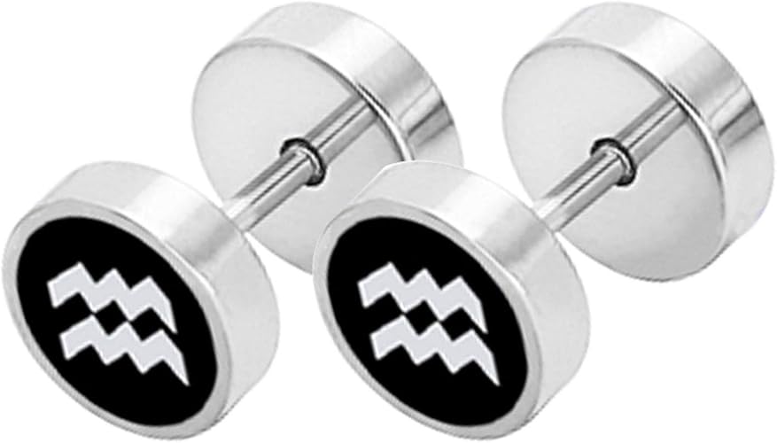 arete negros de plata para hombre, pequeños arete de acero inoxidable