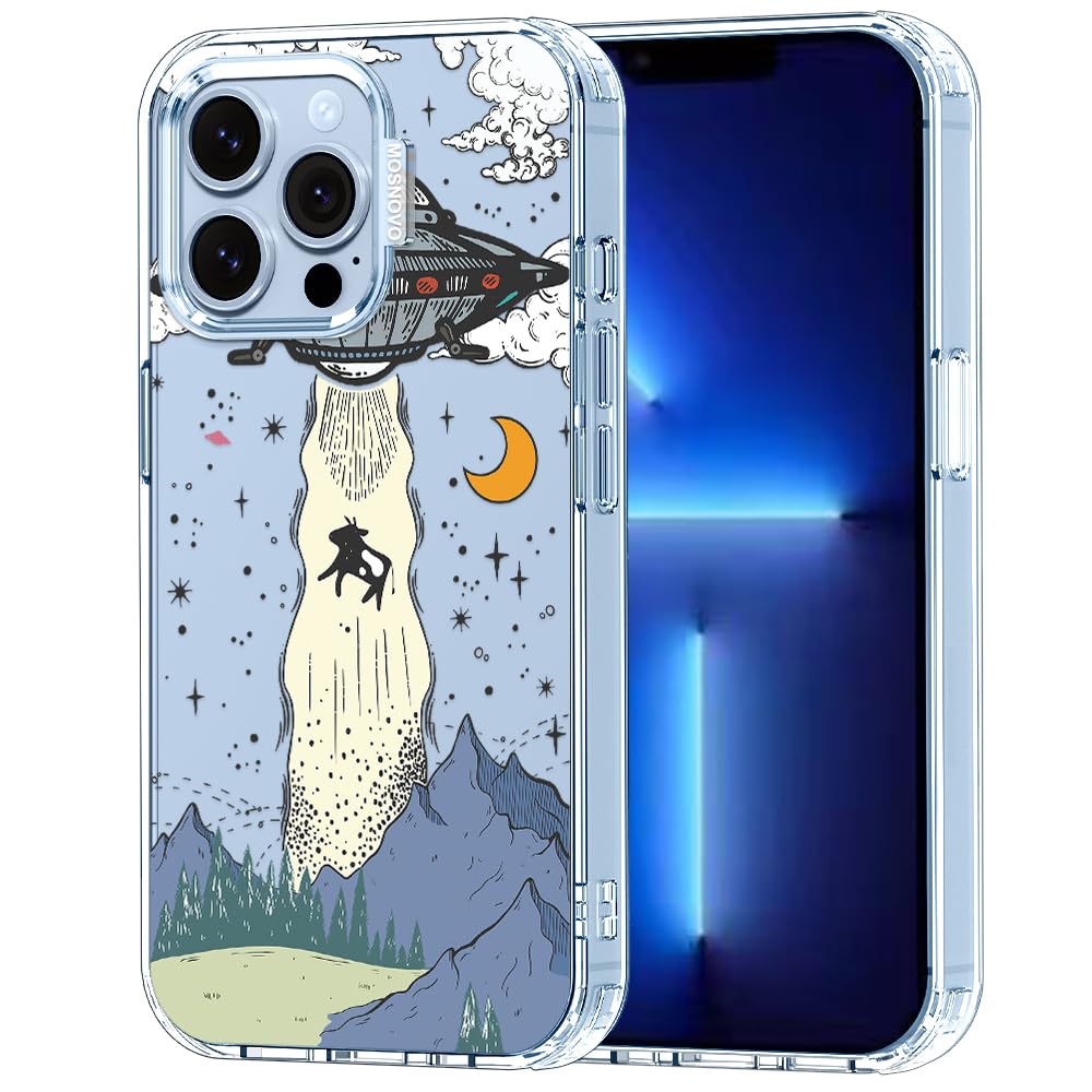 MOSNOVO Case for iPhone 13 Pro, [Buffertech 6.6ft Military-Grade Drop Protection] [Anti Peel Off Tech] Clear TPU Bumper Phone Case Cover Design - UFO — image 1