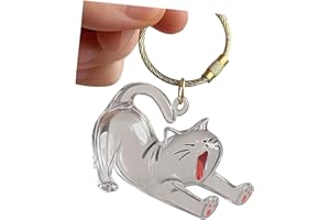 CykTxei 1 Pcs Clear Acrylic Cat Hair Storage Box with Cartoon Keychain | Pet Fur Keepsake Organizer for Collecting Cat & Dog 